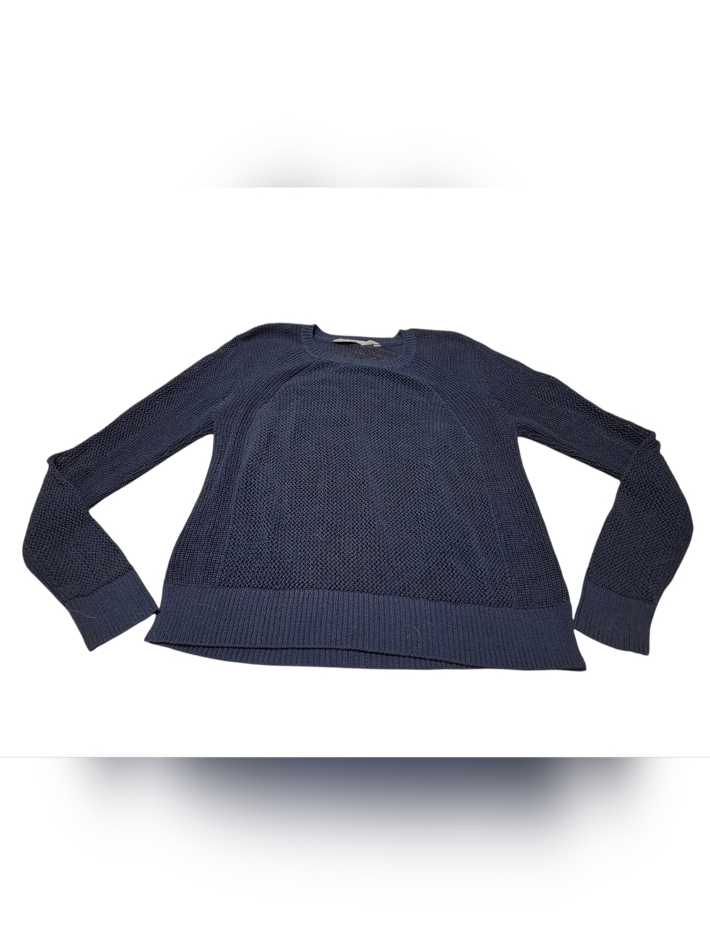 Women’s XL Athleta Mesh Pullover Casp Blue Knit Long Sleeve Sweater